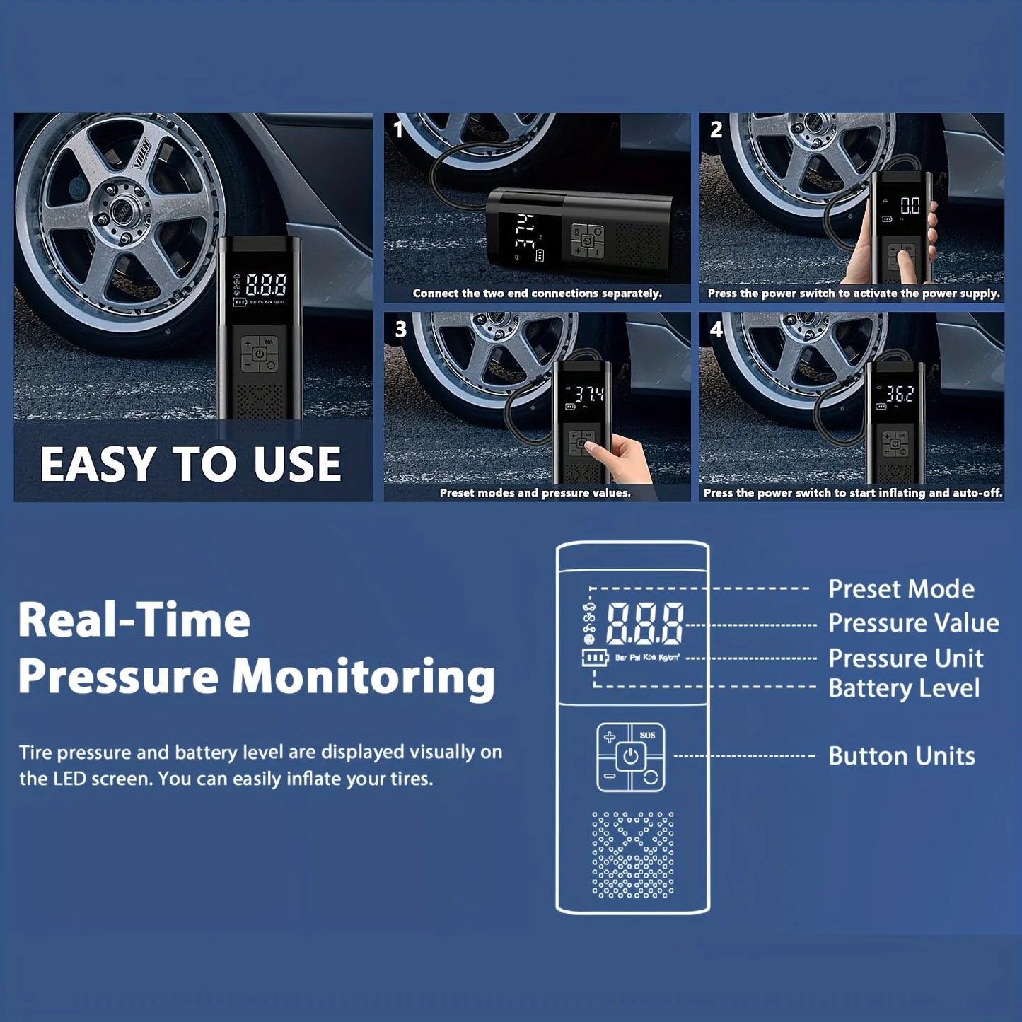 Portable & Rechargeable Air Compressor