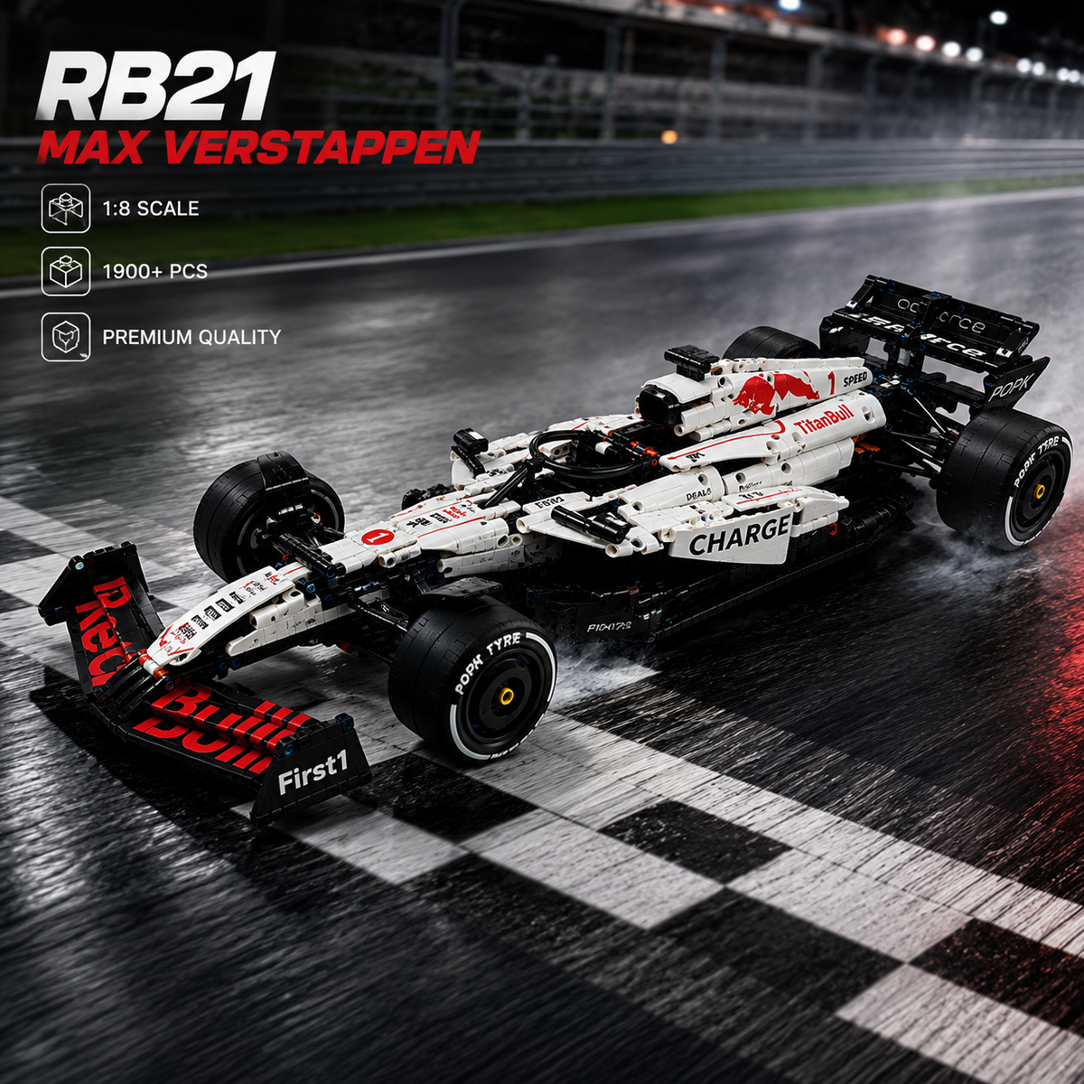 RB21 Max Verstappen F1 Car - 1:8 DIY 1900pc Block Set