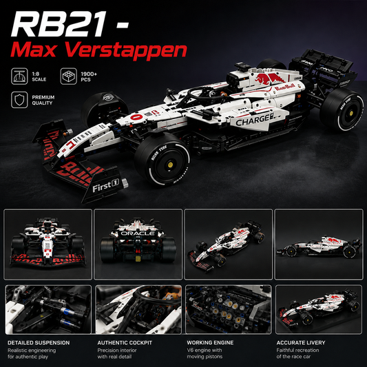 RB21 Max Verstappen F1 Car - 1:8 DIY 1900pc Block Set