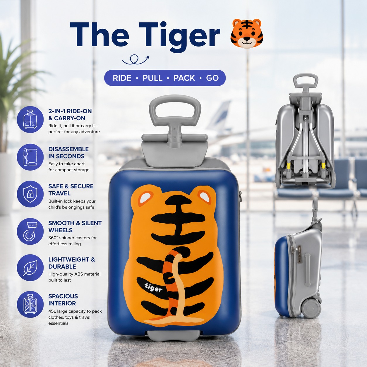 Kids Animal Print Ride-On Suitcase