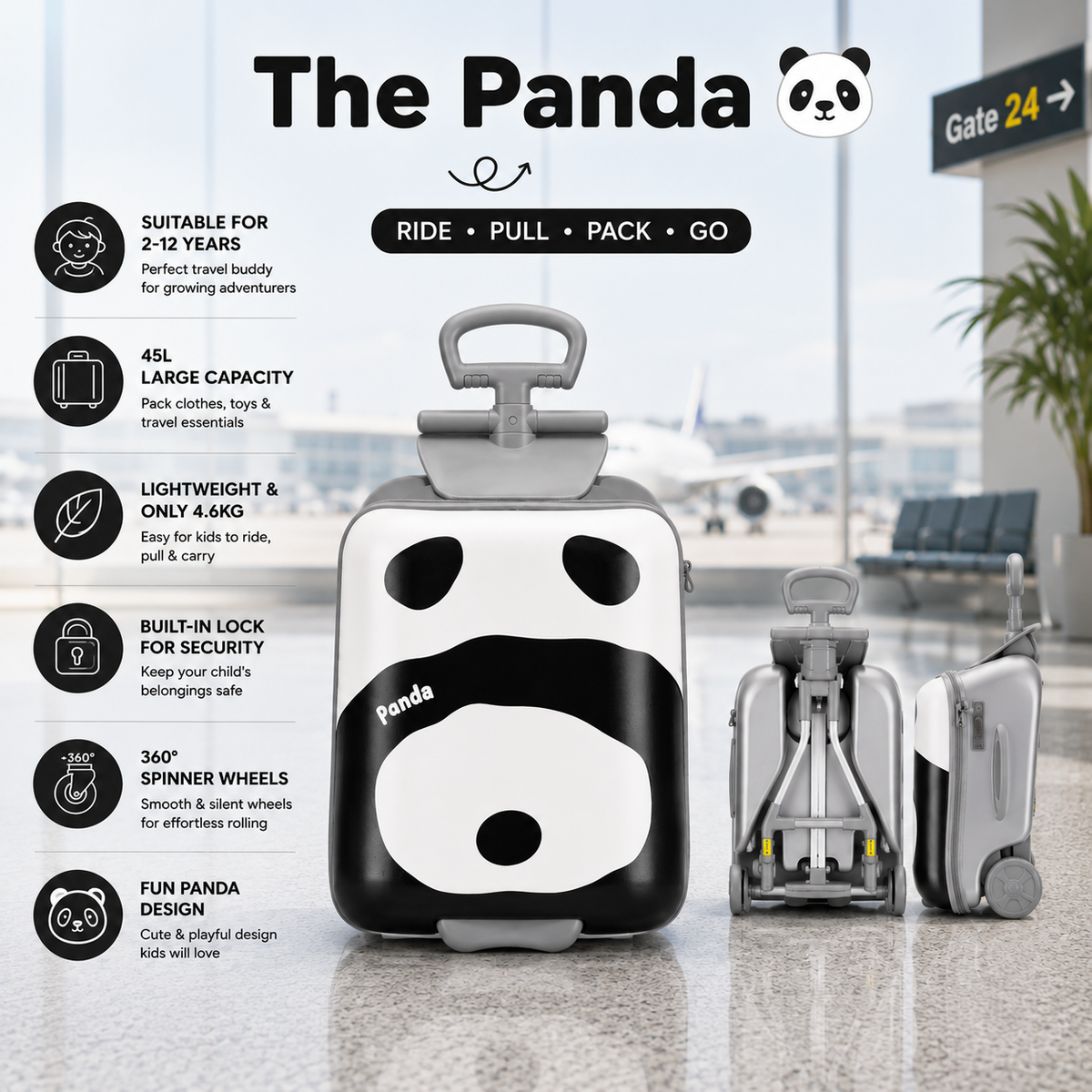 Kids Animal Print Ride-On Suitcase