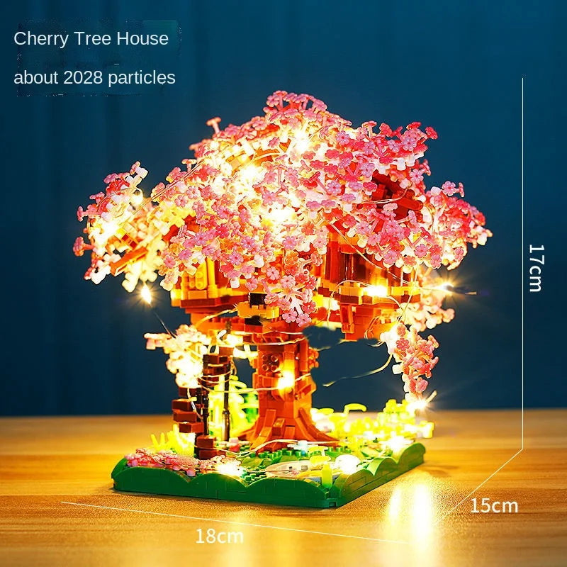 DIY Bricks Cherry Blossom Bonsai Tree