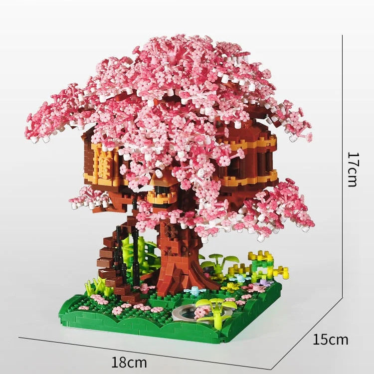 DIY Bricks Cherry Blossom Bonsai Tree