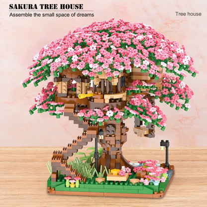 DIY Bricks Cherry Blossom Bonsai Tree