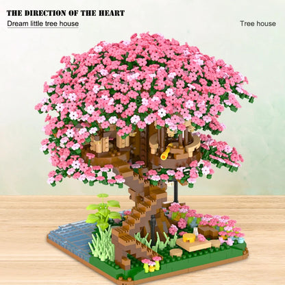 DIY Bricks Cherry Blossom Bonsai Tree