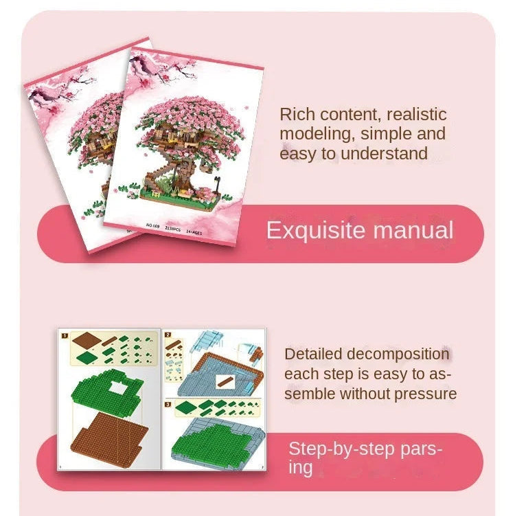 DIY Bricks Cherry Blossom Bonsai Tree