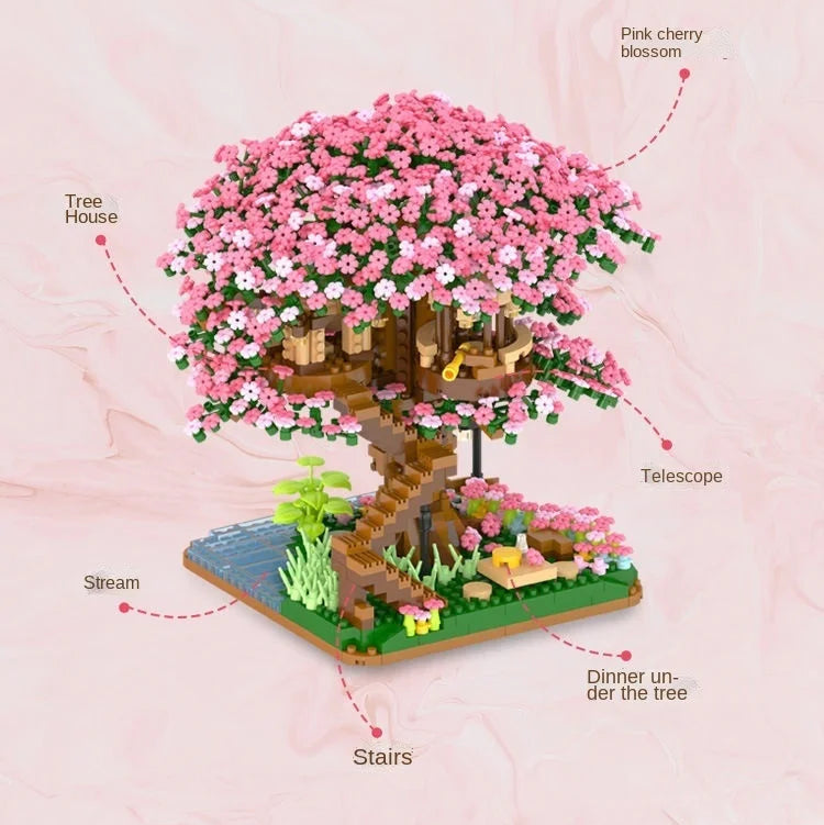 DIY Bricks Cherry Blossom Bonsai Tree