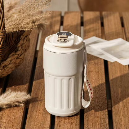 Stainless Steel Travel Mug & Smart Temperature Display