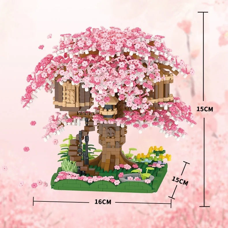 DIY Bricks Cherry Blossom Bonsai Tree