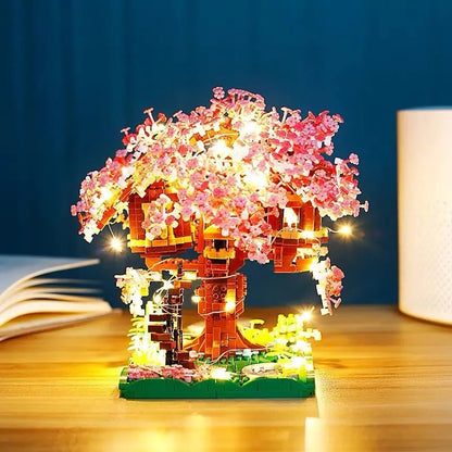 DIY Bricks Cherry Blossom Bonsai Tree