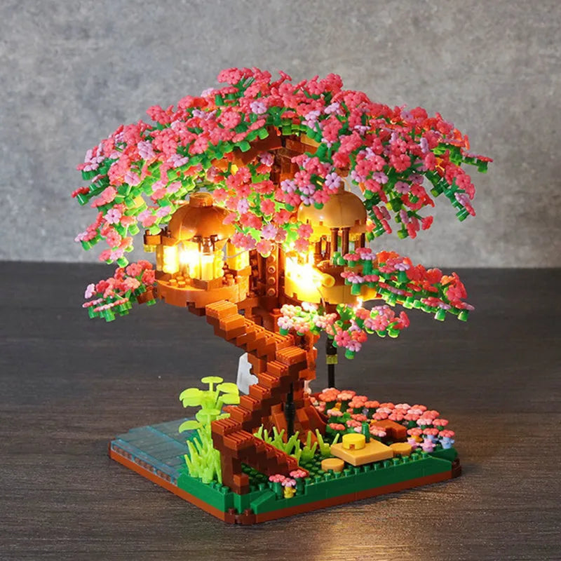 DIY Bricks Cherry Blossom Bonsai Tree
