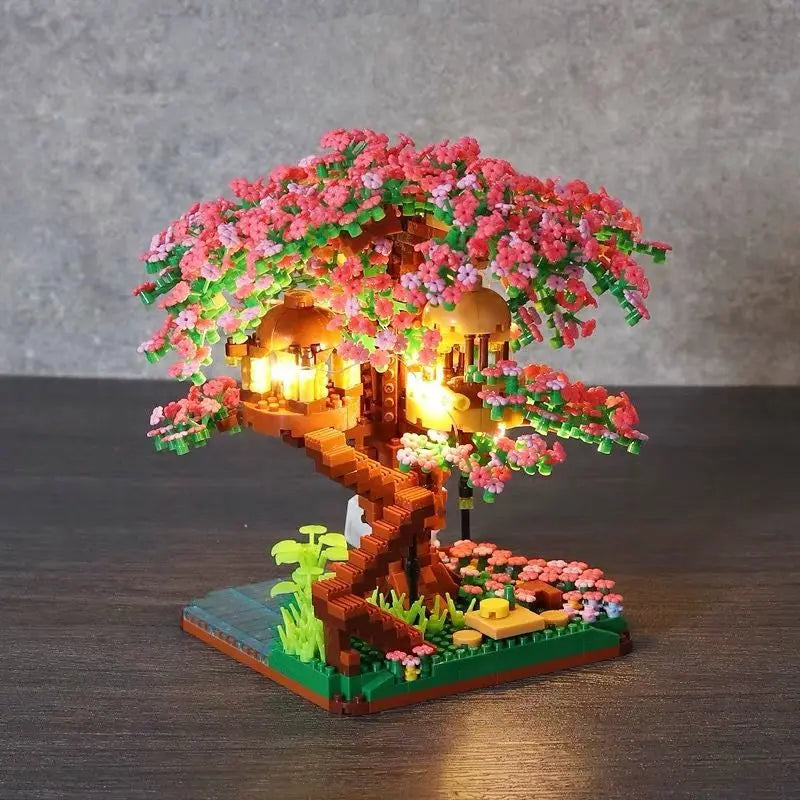 DIY Bricks Cherry Blossom Bonsai Tree