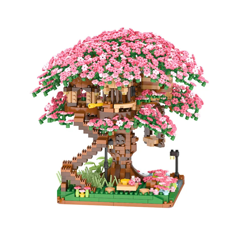 DIY Bricks Cherry Blossom Bonsai Tree