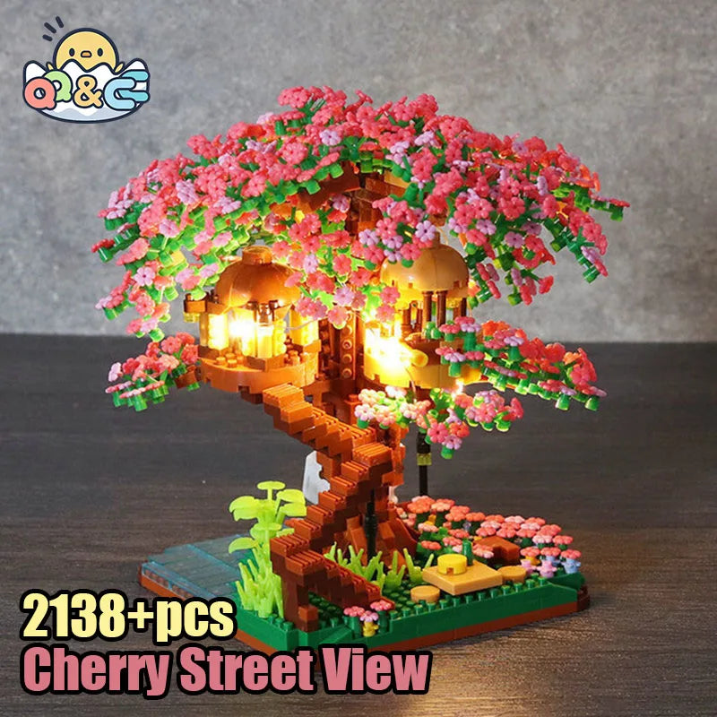 DIY Bricks Cherry Blossom Bonsai Tree