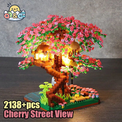 DIY Bricks Cherry Blossom Bonsai Tree