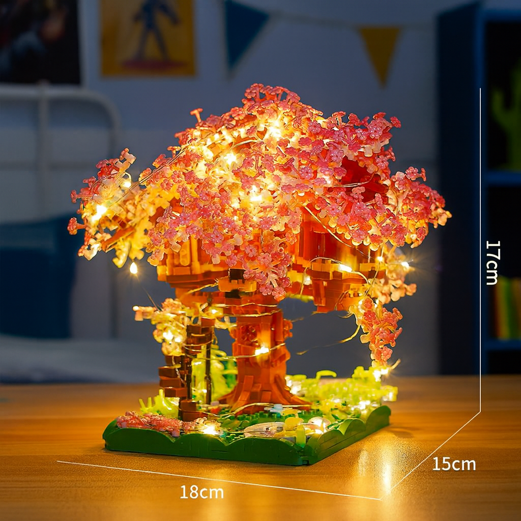 DIY Bricks Cherry Blossom Bonsai Tree